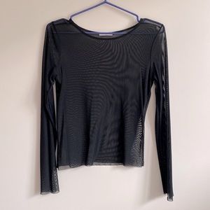 Black Sheer Long Sleeve Top
